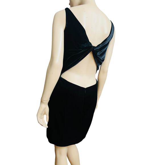 Love by Theia Crew Neck Velvet Fabric Open Back Dress Size 12 Zip Back Closure - Picture 10 of 15